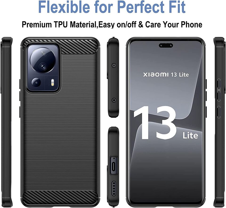 Protectores para celular  para Xiaomi  13 LITE Funda de tpu fibra de carbono Negro